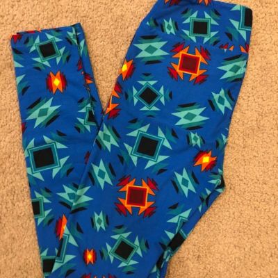 LuLaRoe HTF solid black bright red yellow green blue OS Leggings New Aztec #302